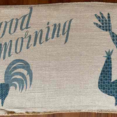 Example of placemat in blue.: Collection of Sara Leeper.