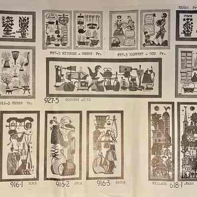Harvest -God 97-5, upper right corner, second and third from right.: From “Country Prints in Frames Designed by Robert Darr Wert”, c.1960.