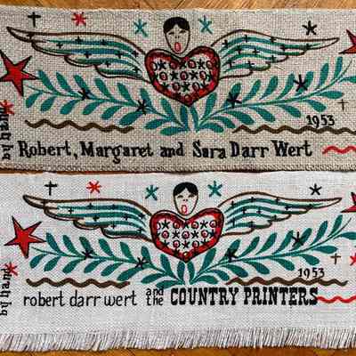 Comparison of Country Printers and Wert family Christmas greetings.: Top: Collection of Sara Leeper. Bottom: PKM collection.