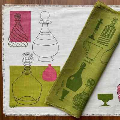 Placemat: Bottles 125, c.1957, Green