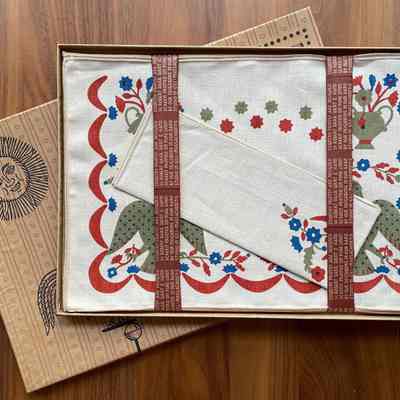 A placemat sales sample used at national gift trade shows.