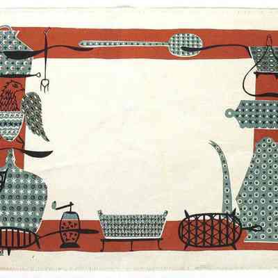 Matching placemat set, Calico Kitchen 130 in red; see “Placemat Sets”.: Image: Worthpoint.com