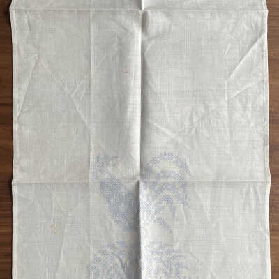 Tea towel with rooster atop a shock of wheat.: PKM collection.