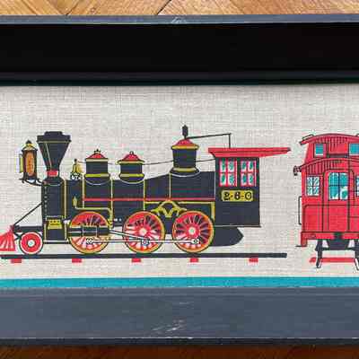 Engine and caboose print.
