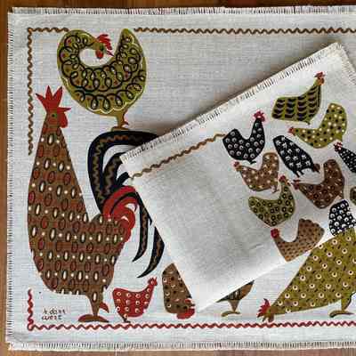 Placemat: New Flock 123, c.1955, Mustard