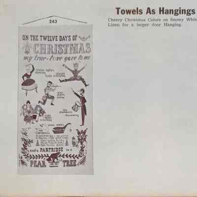 Twelve Days of Christmas 243 towel/wallhanging, left.: From “Country Prints by Robert Darr Wert and Neighbors”, c.1966. Image: Clark Peramo.