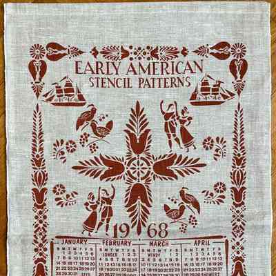 Towel, Calendar: Stencil Pattern U501, Red , 1968