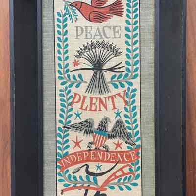 Peace 612-1 color variant in late 1950’s black painted Country Prints frame.: PKM collection.
