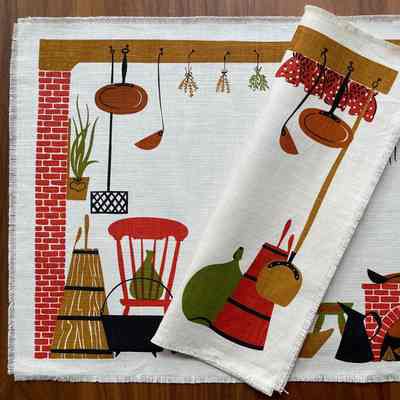 Placemat: Country Kitchen 122, c.1957, Red