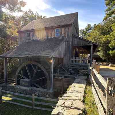 The Wight Grist Mill (nka: The Gristmill) shown in the upper left corner of the composition.