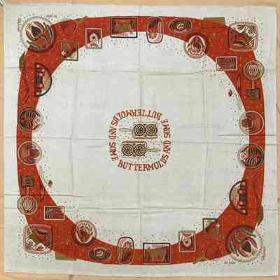 Tablecloth: Buttermolds 451, c.1954, 52”x52”, Brick