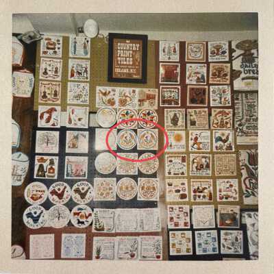 Welcome (TK) tile in round and square in a Country Prints trade show booth, 1960’s.: Image: Collection of Sara Leeper.