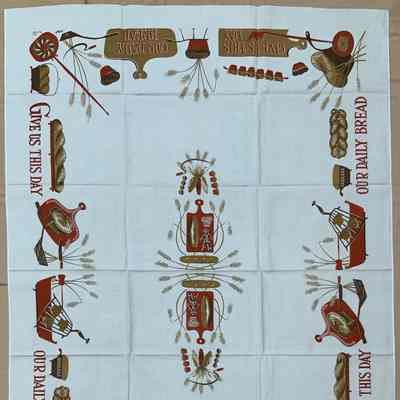 Tablecloth: Daily Bread 453, c.1959, 52”x72”, Red