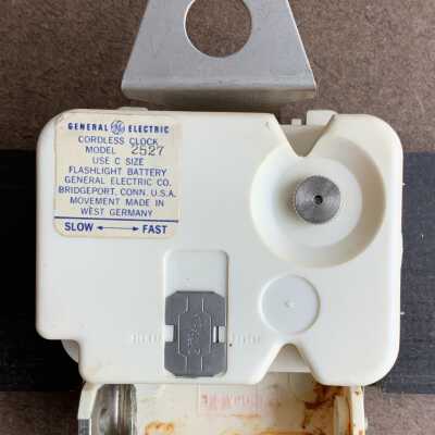Detail of battery operated clockwork.