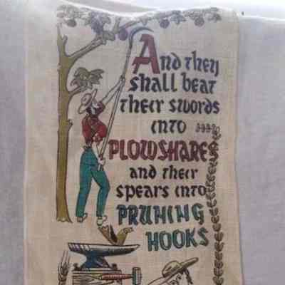 Plowshares U852 wallhanging printed in four colors.: Images: Worthpoint.com; see web link.