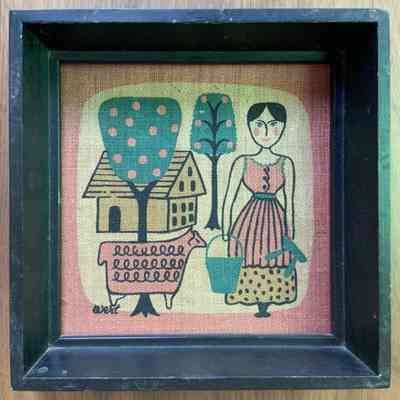 Single framed print of a milk-maid from the 66-1 Pinks framed print set.: PKM collection.