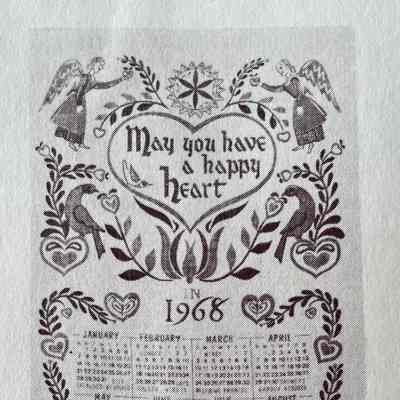 Happy Heart U506 calendar towel from “1968 Calendars/Robert Darr Wert/Country Prints, Inc.”: See “Branding” for complete brochure.