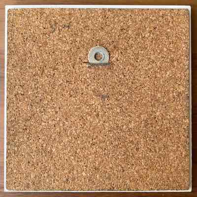 Tile back with cork backing; missing the Country Prints/Ceramo Studio imprint.