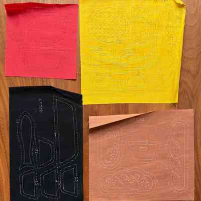 Appliqué fabrics in four colors.