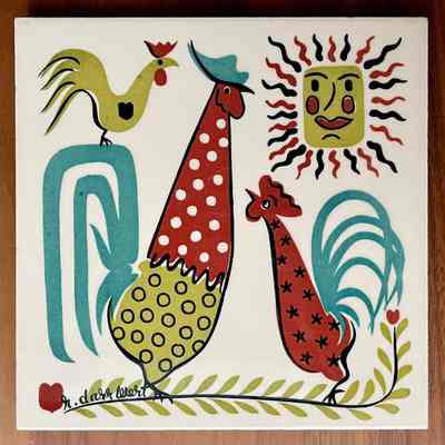 Matching tile: Early Birds (TK), see “Country Print Tiles” entries.: PKM collection.