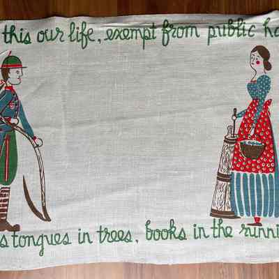 Unfinished print sample of the placemat.: Collection of Sara Leeper.