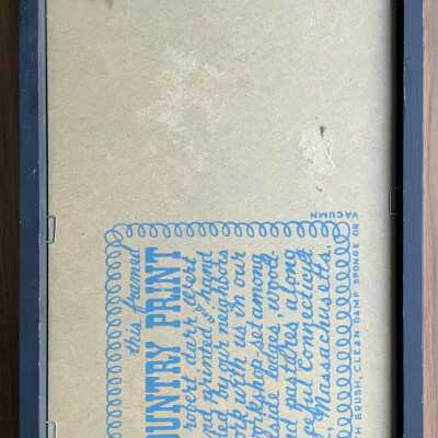 Back of frame with Country Prints imprint in blue.
