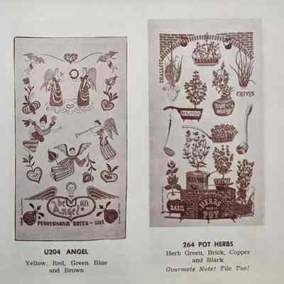 Pot Herbs 264 towel/wallhanging, right.: From “Country Prints by Robert Darr Wert and Neighbors”, c.1966. Image: Clark Peramo