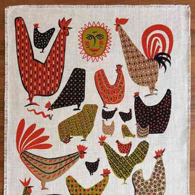 Towel, Wallhanging: Calico Morn 207 (aka: U279), Mustard & Black