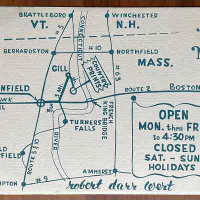 Back of brochure with map, shown horizontally.