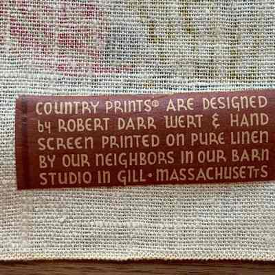 Country Prints gummed paper label, back of wallhanging, lower center.