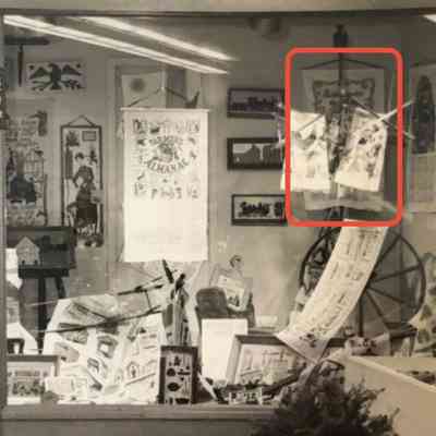 Calendar towel in the Country Prints display at the Big East Fair, Springfield MA, 1963.: Cropped from larger image in collection of Sara Leeper.