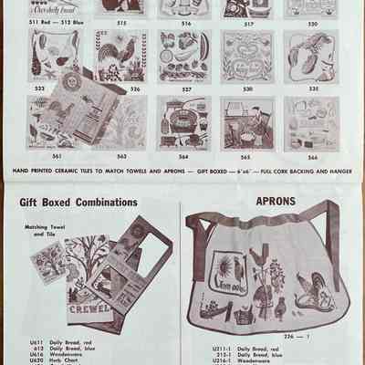 Page 17 & 18. Tiles, Gift Sets, and Aprons.