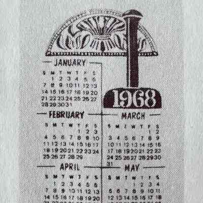 Towel, Calendar: Buttermold 402, 1968
