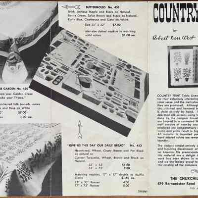 Buttermolds 451, upper left corner.: From “Country Prints Mat Sets and Luncheon Squares by Robert Darr Wert”, c.1955. Collection of Sara Leeper.