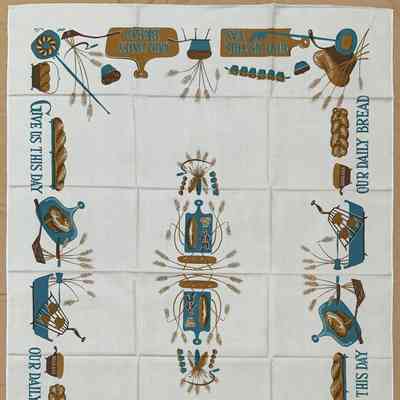 Tablecloth: Daily Bread 453, c.1959, 52”x72”, Blue