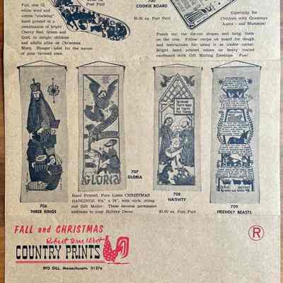 Gloria 707 wallhanging, second row, second from left.: From “Fall and Christmas, Robert Darr Wert/Country Prints”, 1964. Collection of Sara Leeper.
