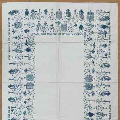 Tablecloth: Herbs 450, 52” x 72”, Blue on White