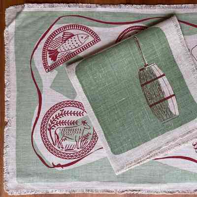 Placemat: Buttermold 117, c.1949, Two-Color, Rust & Green