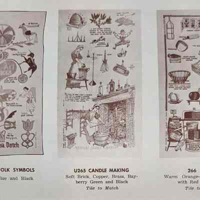 Candlemaking U265 towel/wallhanging, center.: From “Country Prints by Robert Darr Wert and Neighbors”, c.1966. Image: Clark Peramo