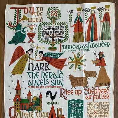 Christmas Songs 221 towel/wallhanging, c.1955, used as inspiration for the Christmas Songs (TK) Gift Greetings of 1961.: Image: PKM