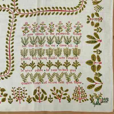 Second portion of folk song lyrics appearing in opposite corners.