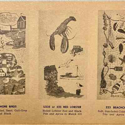 Shore Birds 221 towel/wallhanging, left.: From  “Country Prints by Robert Darr Wert and Neighbors”, c.1963. Image: Michael J. Dawson