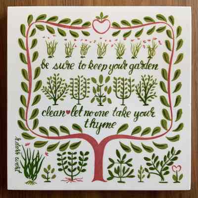 Possible matching tile: Herb Gardens T-23; see “Country Print Tiles”.: PKM collection.
