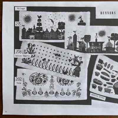 Calico Hearts 208, left center.: From “Mat Sets by Robert Darr Wert/Country Prints”, c.1960.
