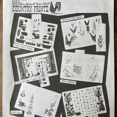 Daily Bread 124 placemat set with fringed edges, top left.: From “Mat Sets by Robert Darr Wert/Country Prints”, c.1960.
