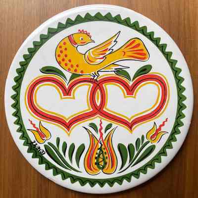 Tile: Pennsylvania Dutch, Hex Birds (TK), Round