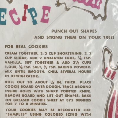 Cookie recipe and instructions.