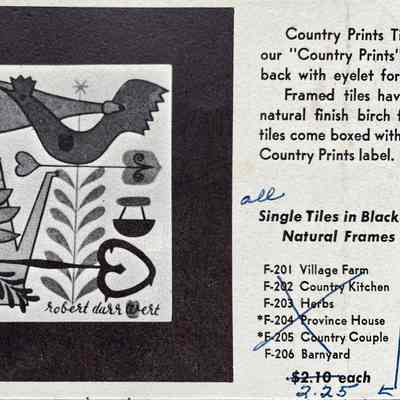 Tile, Framed Single: c.1957 Brochure Listing