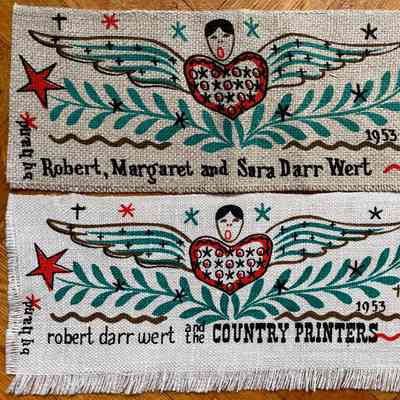 Comparison of Country Printers and Wert family Christmas greetings.: Top: Collection of Sara Leeper. Bottom: PKM collection.