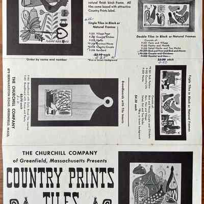 Single framed tile, upper left corner.: From “Country Prints Tiles designed by Robert Darr Wert”, c.1956. Collection of Sara Leeper.